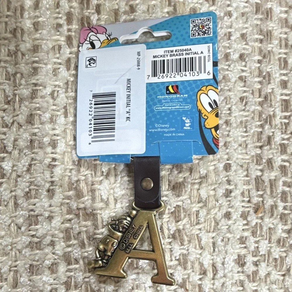 Disney Mickey Mouse Brass Initial A Keychain